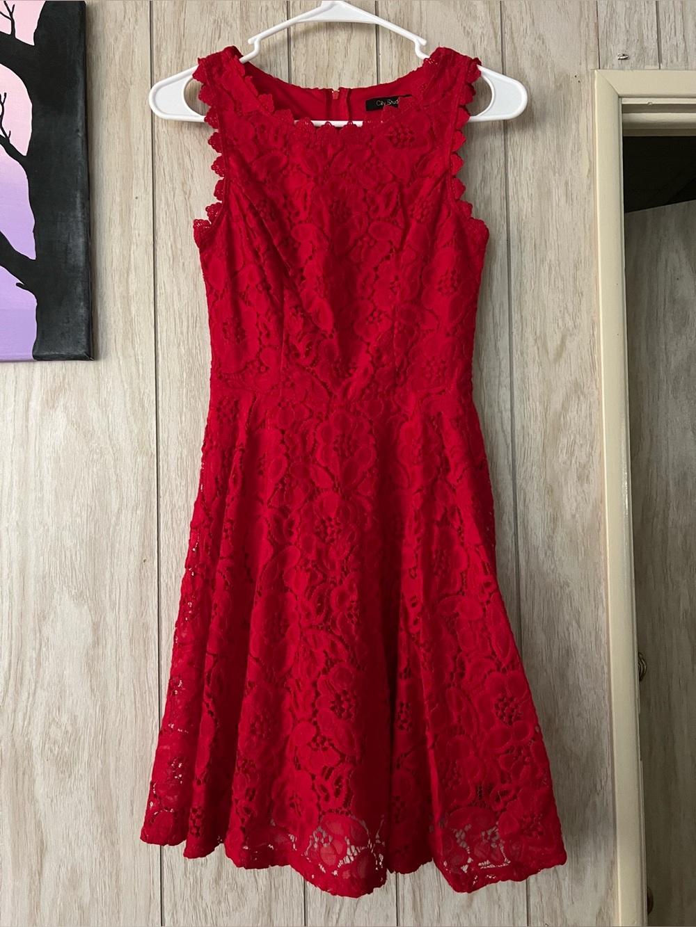 City Studio Red Lace Mini Dress Size 1